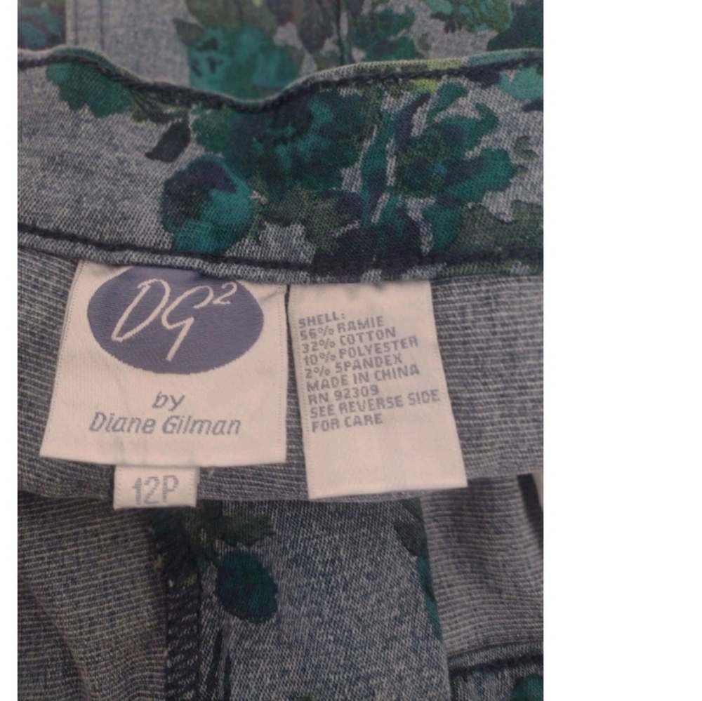 Diane Gilman 12P X 26.5" Women’s Blue Green Floral Print Stretch Jeans - Picture 3 of 16